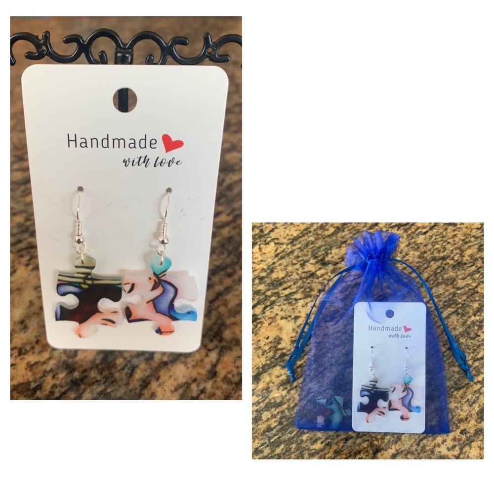 Handmade puzzle earrings